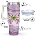 thumbnail image 3 of Purple Butterfly 40 Oz Tumbler with Handle Lid and Straw, Stainless Steel Double Walled Vacuum Insulated Cup, Cute Anniversary Wedding Birthday Gifts Tumbler for Women Men Friends Outdoor Indoor, 3 of 7
