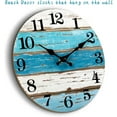 thumbnail image 3 of Wall Clock - Beach Themed Blue Wall Clocks Battery Operated Silent Non-Ticking, Coastal Nautical Clock Decorative for Home Kitchen Living Room Office Bathroom Bedroom(10 Inch), 3 of 5