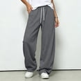 thumbnail image 4 of Xdegoge Womens Straight Leg Sweatpants Drawstring Athletic Lounge Pants Baggy Y2K Trousers Casual Comfy Workout Everyday Track Pants with Pockets, 4 of 5