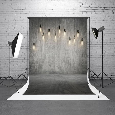 Concrete Fabric - GreenDecor Polyester Fabric 5X7ft Grey Concrete Wall Photography Backdrop Background