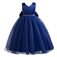 thumbnail image 2 of LYMAYTER Girls Satin Tulle Princess Dress Pearls Bow Knot Wedding Party Pageant Ball Gown 3-12Y, 2 of 8