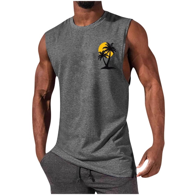 Pullover de Moda Casual para Hombres Cuello Redondo sin Mangas Suelto Primavera Y Verano