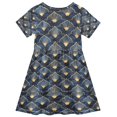thumbnail image 2 of FORMRS Girls Short Sleeve Dress Summer Casual Round Neck A-line Beach Sundress, Sizes 2T-8T, Elegance Art Pattern, 2 of 8