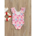 thumbnail image 4 of Genuiskids Toddler Baby Girls Summer One Piece Swimsuit Flamingo Bathing Suit Heart Print Swimwear Ruffled Sleeveless Beach Wear, 4 of 8