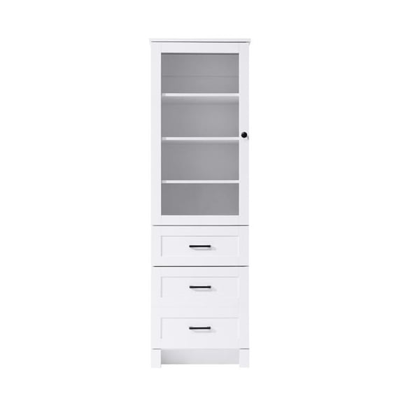 Elegant Kitchen & Bath SC280320WH 20 in. Soma Bath Storage Glass Cabinet, White