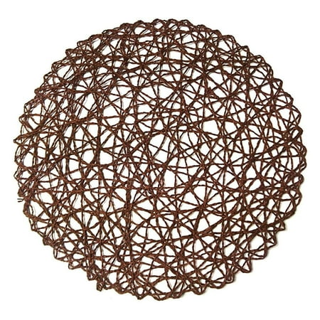 

Round Paper Fiber Woven Place Mats Decorative Braided Natural Mat Holidays Parties Decor 15 inch Set Of 12 (Coffe)