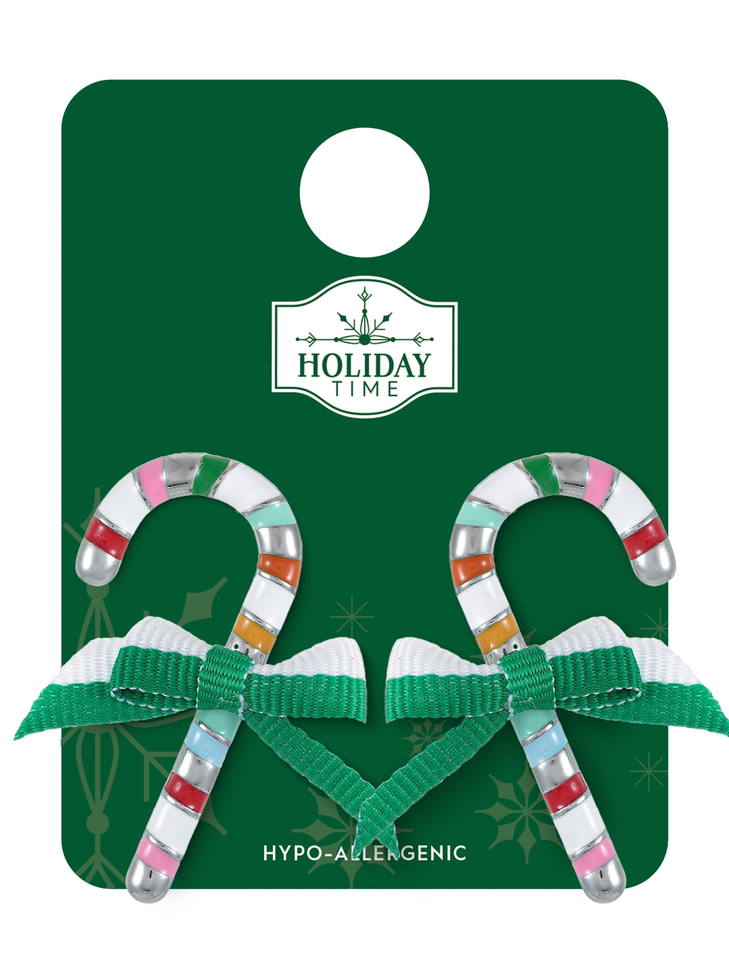 Holiday Time Colorful Candy Cane Earring, 1 Pair
