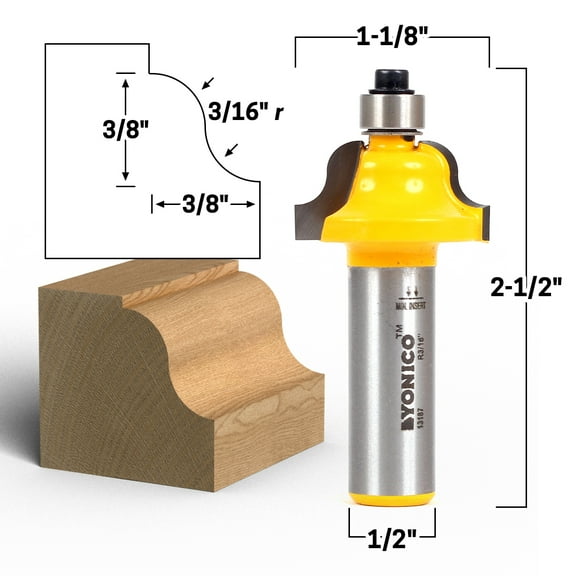 3/8" Roman Ogee Edge Forming Router Bit - 1/2" Shank - Yonico 13187