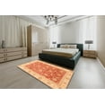 thumbnail image 5 of Ahgly Company Machine Washable Indoor Round Abstract Orange Red Area Rugs, 3' Round, 5 of 7
