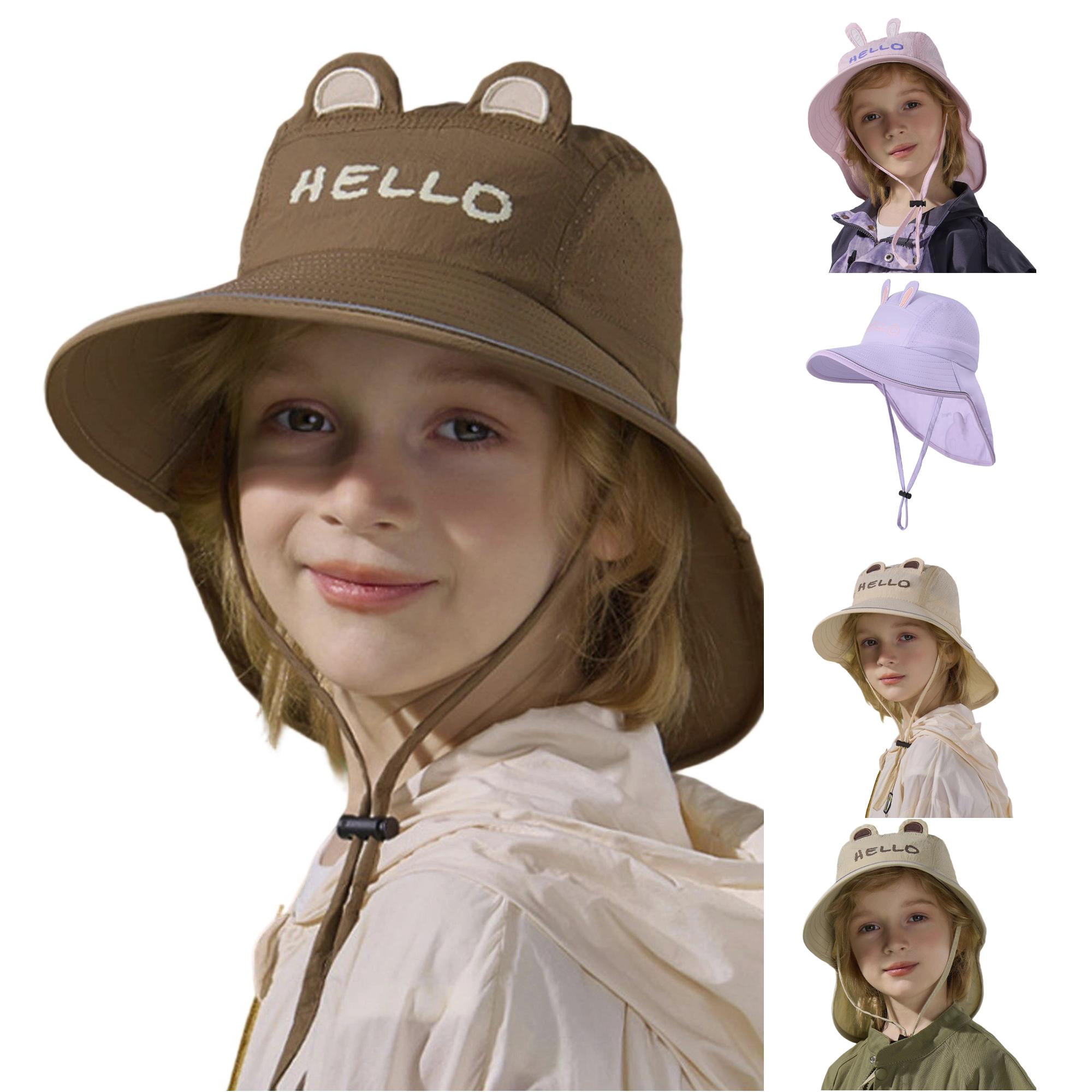 Vrotazzy Kids Sun Hat with Neck Coverage for Outdoor Play UPF 50+ Wide Brim Summer Cap with Adjustable Tie for Boys Girls 3 10 Lightweight Protective Headwear
