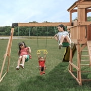 Backyard Discovery Sterling Point Cedar Wood Swing Set, Slide, Clubhouse, Wooden Bridge