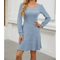 thumbnail image 6 of Elegant 2025 European Square Neckline Doll Dress With Puff Sleeves, Long Sleeve Pocket A-Line Casual Dress For Women Sweater Dress For Women, 6 of 9