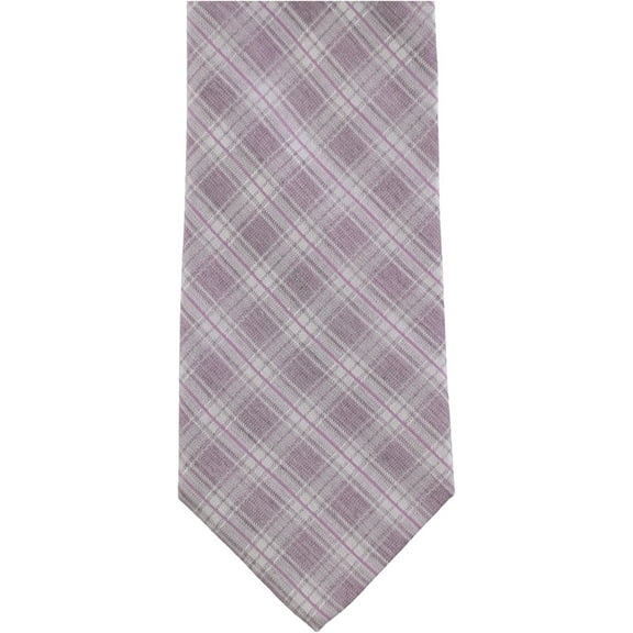 Calvin Klein Mens Frosted Plaid Self-tied Necktie, Purple, One Size