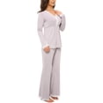 thumbnail image 2 of Pijamas de manga larga para mujer ropa de dormir suave conjunto Light greyXL Suzicca Gris claro XL, 2 of 6