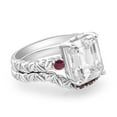 thumbnail image 2 of Pompeii 5 1/2Ct Ruby & Emerald Cut Moissanite Petite Leaf Engagement Set in Gold, 2 of 6