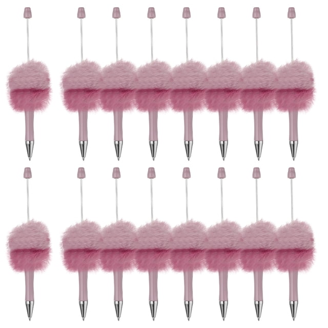 Uxcell 16Pcs Bolígrafos de Perlas Esponjosos, Bolígrafos de Plástico Peludo para Regalos DIY, Suministros de Oficina, Púrpura/Leopardo
