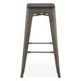 thumbnail image 3 of BELLEZE Set Of 4, 30Inch Metal Bar Stools Dining Chairs With Wood Seat, Stackable Counter Height Barstools, Brown, 3 of 5