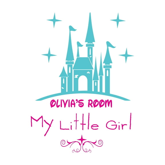 Personalized Name Girly Wall Decal My Little Girl's Castle Custom Name Bedroom Wall Decal for boys and girls Castle My Little Girl Themed Kids Room Décor - Size: 14 In x 20 In