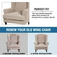thumbnail image 4 of 2 Piece Super Stretch Stylish Furniture Cover/Wingback Chair Cover Slipcover Spandex Jacquard Checked Pattern, Super Soft Slipcover Machine Washable/Skid Resistance (Wing Chair, Sand), 4 of 7