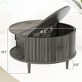 thumbnail image 2 of Round Coffee Table with Storage, Mid Century Modern Coffee Table, Fluted Dining Table with Sliding Door, Circle Coffee Table for Living Room Home Office, 31.5", Gray, 2 of 7