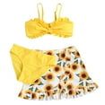 thumbnail image 1 of Hiiyo Big Girls 3-Piece Swimsuit Ruffle Bikini Set with Sunflower Print Cover Up Bathing Suit, 1 of 7