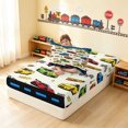 thumbnail image 4 of Erosebridal Cartoon Race Car Twin Sheets, Colorful Bedding, Cream White 3pcs (1 Flat Sheet, 1 Fitted Sheet and 1 Pillowcase), 4 of 6