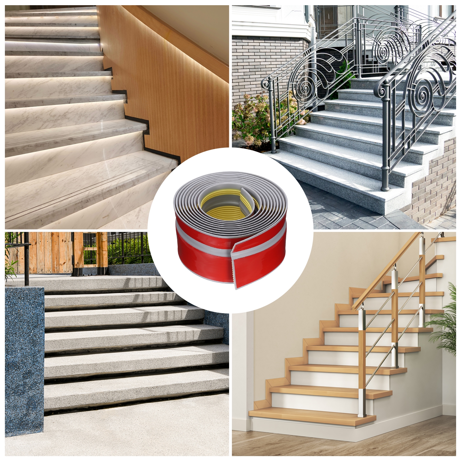 Unique Bargains Stair Edge Protector Anti-Slip Nosing for Steps Yellow 10 Ft