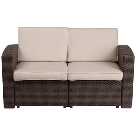 breakwater bay clifford faux rattan loveseat with cushion walmart com