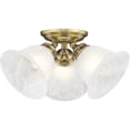 thumbnail image 4 of 3 Light Antique Brass Ceiling Light fixture with White Alabaster Glass Shade, 4 of 5
