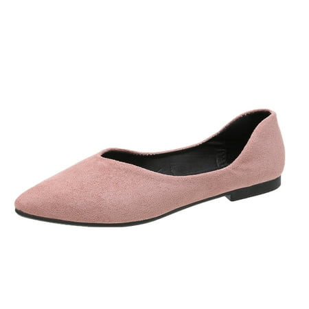 

Puawkoer Ladies Fashion Solid Color Pointed Toe Casual Shoes Shallow Flat Shoes womens shoes 40 Pink