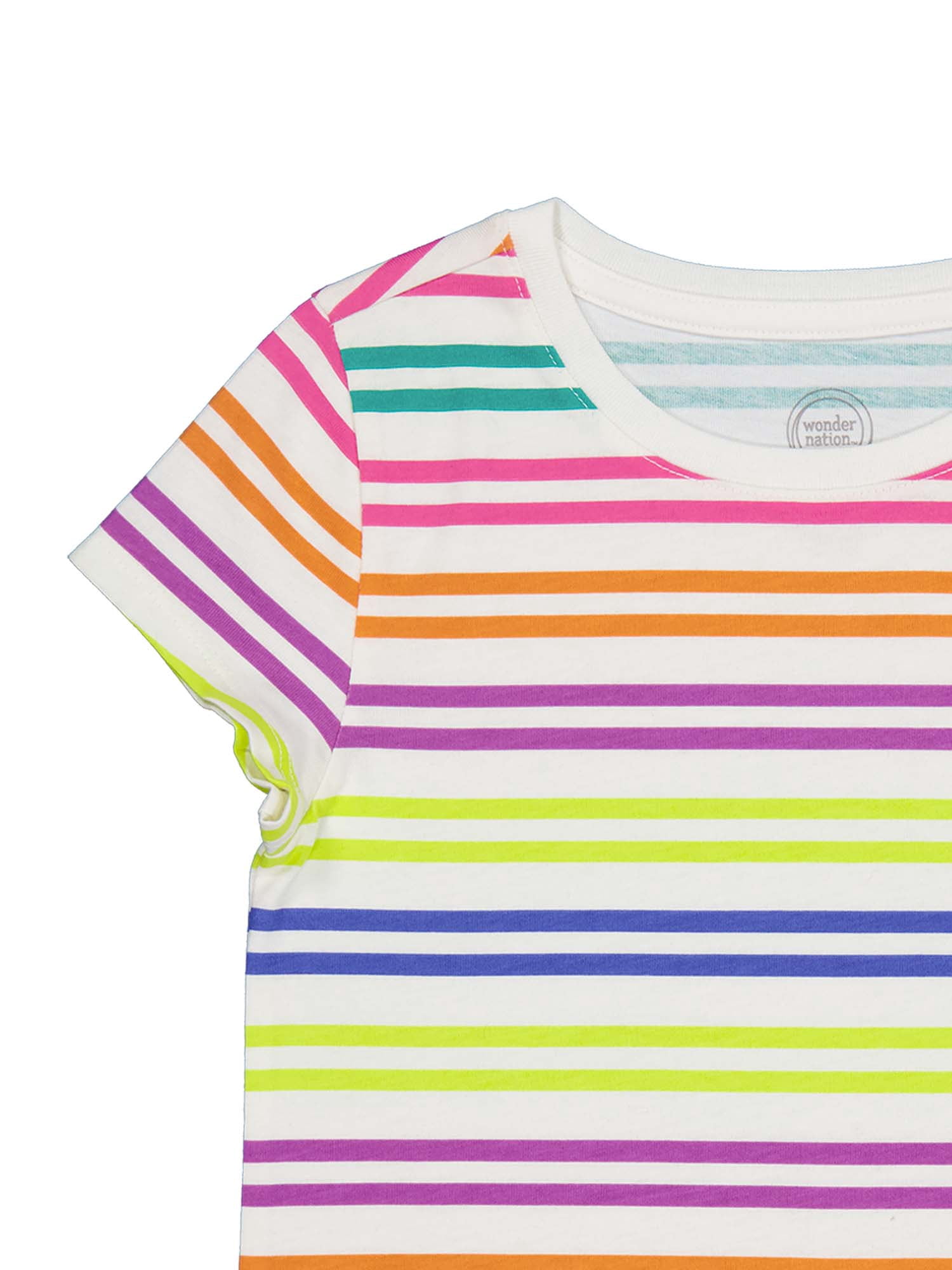 Wonder Nation Girls Kid Tough Tee with Short Sleeves, Sizes 4-18 & Plus
