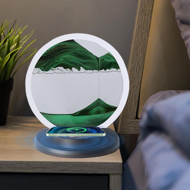 Lámpara de Mesa de Arena Movediza Multicolor Rgb con Carga Inalámbrica Magnética, Luz Nocturna Decorativa con Iluminación Ambiental, Ideal para La Sala de Estar (10 Ml).