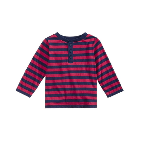 First Impressions Baby Boys Striped Henley Claret Red 6-9 months