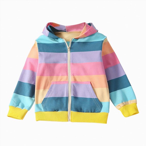 YDFCWXW Children Zip Up Hoodie Jacket Toddler Sweatshirt Hooded Coat Casual Outerwear Lightweight Zipper Pockets School Autumn Spring Top (Pink, 5-6 Years)