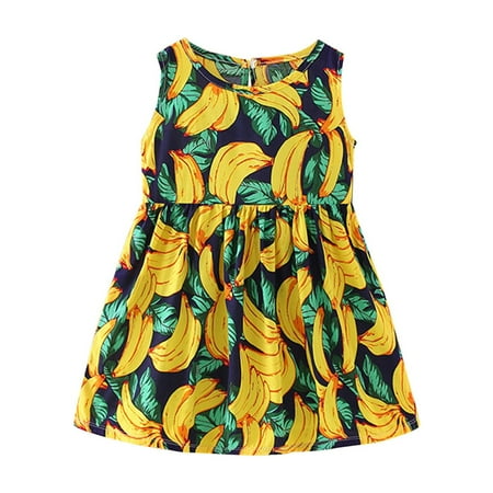 

Little Girls Dresses - Baby Spring Easter Dress Summer Toddler Baby Girls Sleeveless Dress Graphic Print Children s Clothing Yellow 6-12 Months