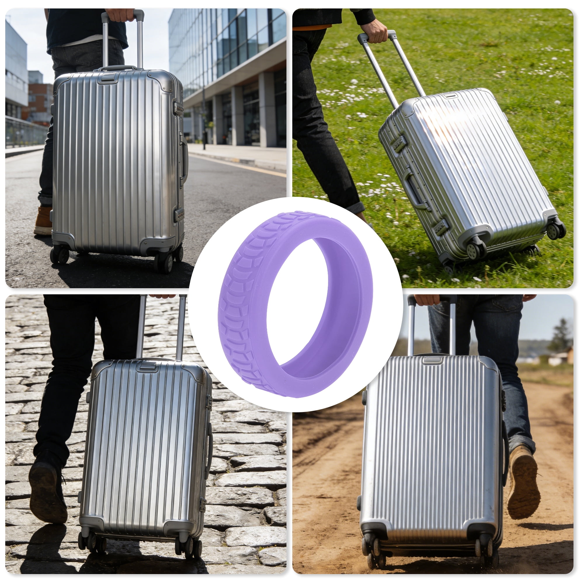 Unique Bargains Durable Convenient Luggage Wheel Covers for Travel 4Pcs Light Purple