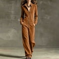 thumbnail image 2 of Edvintorg Wide Leg Jumpsuits for Women Long Sleeve Zip up Casual Rompers with Pant One Piece Romper for Women Xs-2XL Brown, 2 of 8