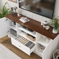 thumbnail image 2 of 63 in Farmhouse TV Stand for TVs up to 70 Inch, Modern Entertainment Center with Storage Drawer and Open Shelves, Shaker Door TV Console Media Cabinet for Living Room, Bedroom, White, 2 of 9
