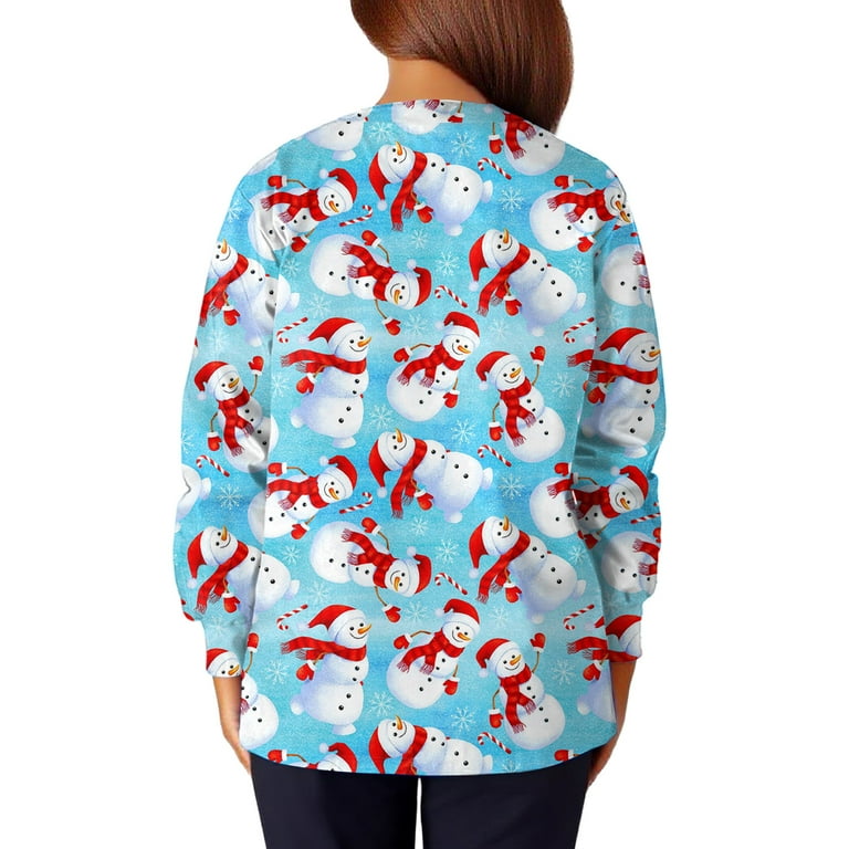 Fabrcox Christmas Graphic Scrub Jackets for Women Christmas - Main Image