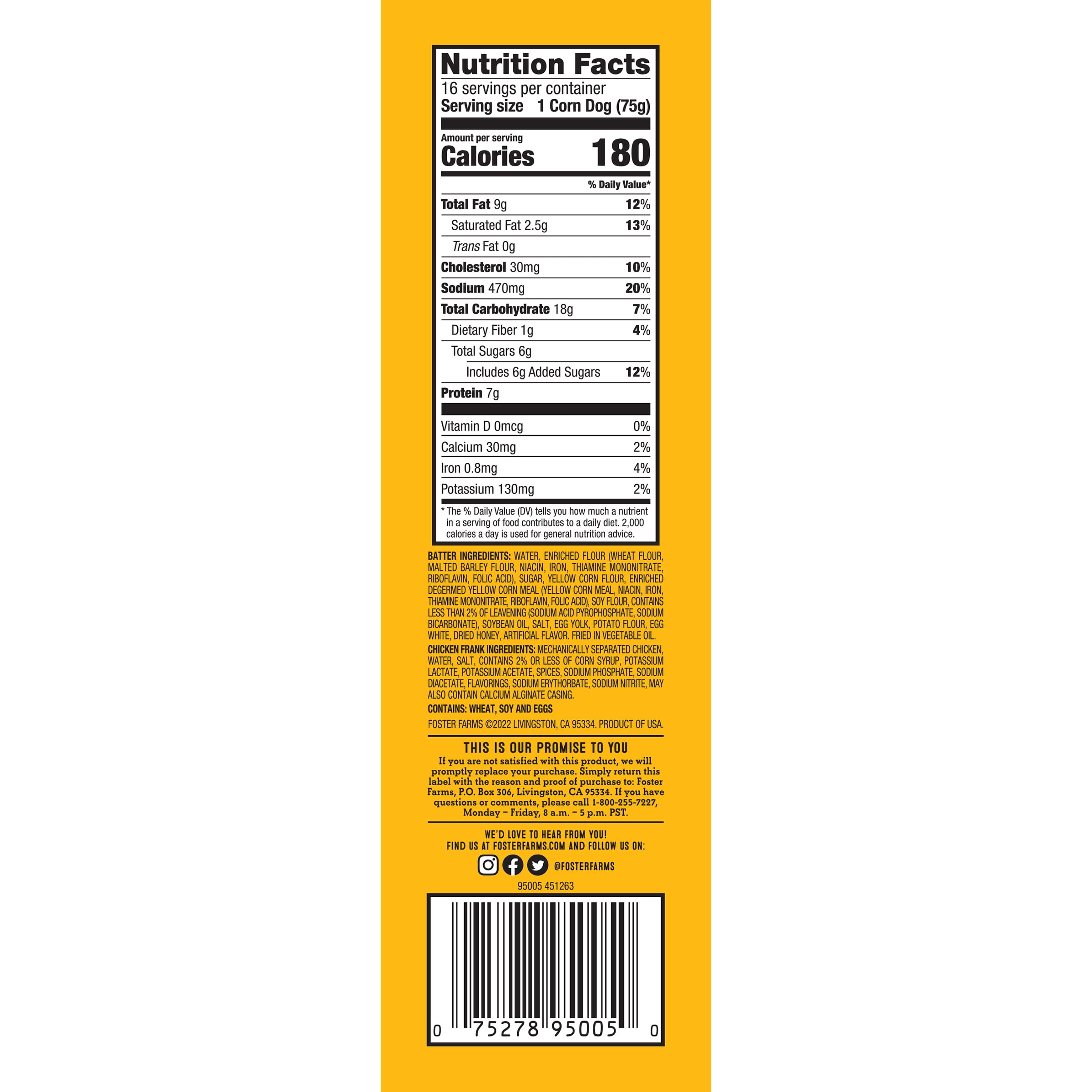 Corn Dogs Honey Crunchy 16 ct - Products - Foster Farms