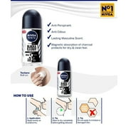 Nivea 48h Deodorant Roll-on Invisible for Black and White, Original, 1.7 Fl Oz Pack of 3