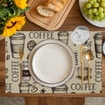 thumbnail image 4 of Coffee Placemats Set of 8, Khaki Farmhouse Vintage Beans Cups Funny Placemats for Dining Table, Place Mats for Kitchen Tabletop, Waterproof Wipeable Dining Table Mats Set, 4 of 9