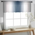 thumbnail image 2 of Gray Navy Blue Valance Curtains for Kitchen/Living Room/Bathroom/Bedroom Window, Rod Pocket Small Topper Half Short Window Curtains Voile Sheer Scarf, Modern Gradient Geometric 60"x18", 2 of 8