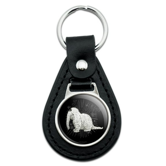 Black Leather Sesame Street Snuffleupagus I Believe Keychain