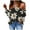 Black, variant on IROINNID Womens Long Sleeve Tops Flowers Printing V-Neck Halter Off Shoulder T-Shirt Home Tops Blouse,Black