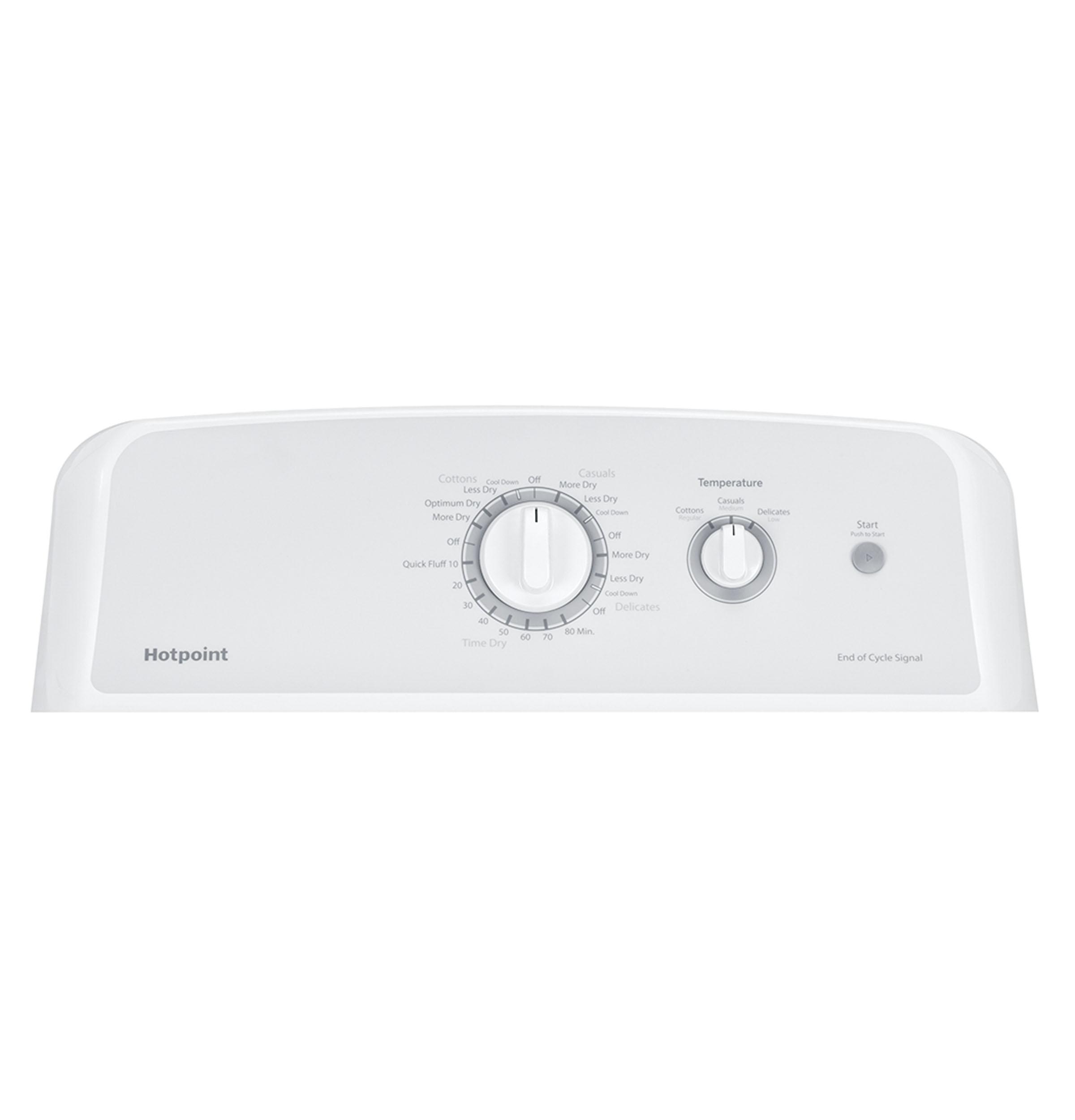 Hotpoint HTX24EASKWS 27 UL Listed Front Load Electric Dryer with 6.2 cu. ft. Capacity 4 Cycles Auto Dry Delicate Cycle Upfront Lint Filter and End-of-Cycle Signal: White - image 2 of 5