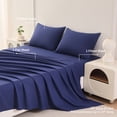 thumbnail image 2 of Beartech Polyester Bed Sheets Set 4 Piece King Size Sheet Set, Soft & Lightweight And Breathable Bedding Set, Fitted Sheet, Flat Sheet & 2 Pillowcases-Dark Blue, 2 of 10