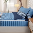 thumbnail image 5 of Manfei Vintage Grid Zipper Queen Comforter Set with Fitted Sheet and 2 Pillowcases,Kawaii Polka Dot Zipper Bedding Set,Blue Brown,Navy Blue Reversible,4pcs, 5 of 8