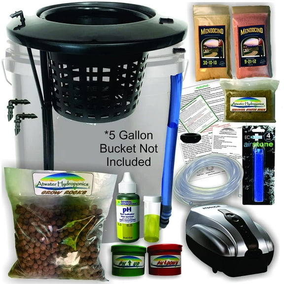 The Atwater HydroPod - DIY Add Your Own Bucket KIT - Dual DWC Deep Water Culture/Recirculating Drip Hydroponic Garden System - Nutrients and pH Kit Included! Bucket Not Included so you Save $$