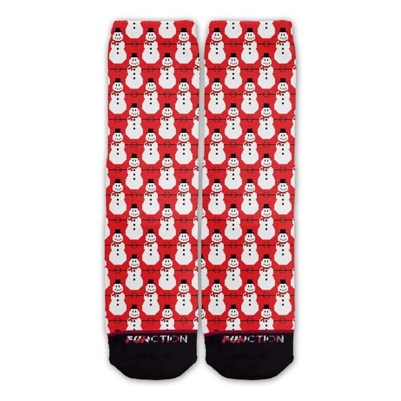Function - 8-Bit Snowman Pattern Red Fashion Sock